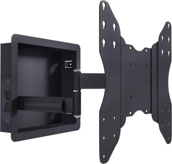 NSY-50201 Recessed in-Wall TV Mount for 42-75 Inch Flat Screens with 19" Long Extension – Zero Clearance, Low Profile, Space-Saving Design, Hide Cables, Tilt & Swivel, for 16" Studs Only