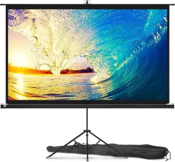 Projector Screen with Stand 84" - Indoor & Outdoor Projection Screen for Movie or Office Presentation - 16:9 HD Premium Wrinkle-Free Tripod Screen for Projector with Carry Bag & Tight Strap 84 Inch 16:9 Aspect Ratio Black