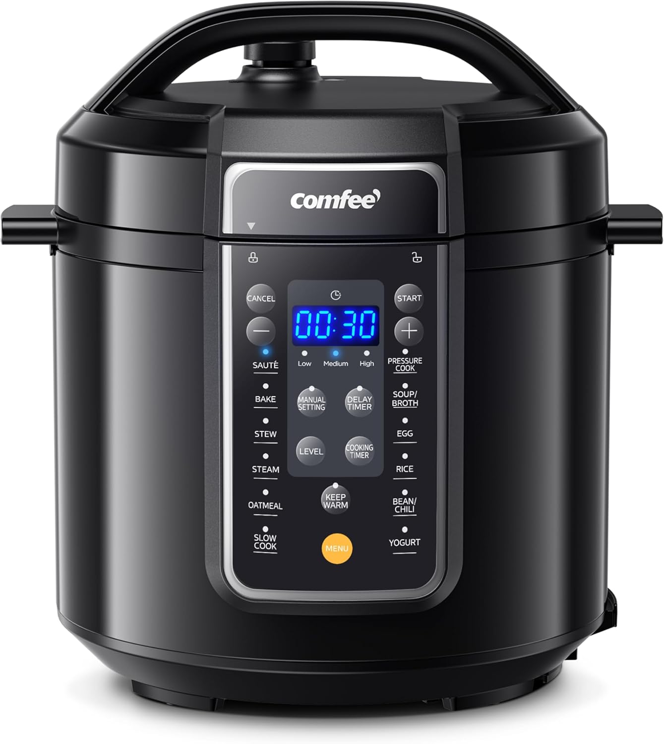 � 9-in-1 Electric Pressure Cooker, 14 Presets Instant Multi Slow Cooker Olla de Presion Non-Stick Pot Rice , Yogurt Maker, Sauté Steamer, Black , 6 Quarts Black 6 Quarts
