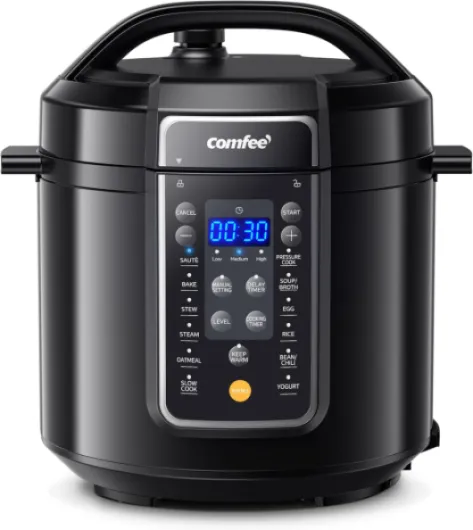 � 9-in-1 Electric Pressure Cooker, 14 Presets Instant Multi Slow Cooker Olla de Presion Non-Stick Pot Rice , Yogurt Maker, Sauté Steamer, Black , 6 Quarts Black 6 Quarts