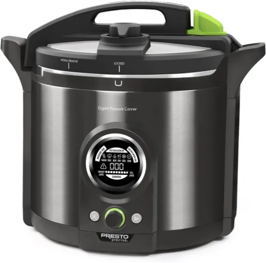 02144 12-Quart Digital Pressure Canner - Digital Display, Waterbath Capable, 10-Built-In Safety Features, Recipe Book, Black Stainless Steel 12 Quarts