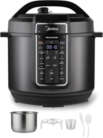 12-in-1 Electric Pressure Cooker, 8 Quarts, 12 Presets, Multi-Functional Programmable Slow Cooker, Rice Cooker, Steamer, Sauté Pan, Yogurt Maker, and More, Stainless Steel Black 8 Quarts