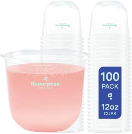 Repurpose Disposable Stemless Glasses, 12oz, 100 Cups, Plant-Based, BPA Free, No PFAS Added, Certified BioBased, FDA Non-Toxic, Ultimate Cool Girl Cup
