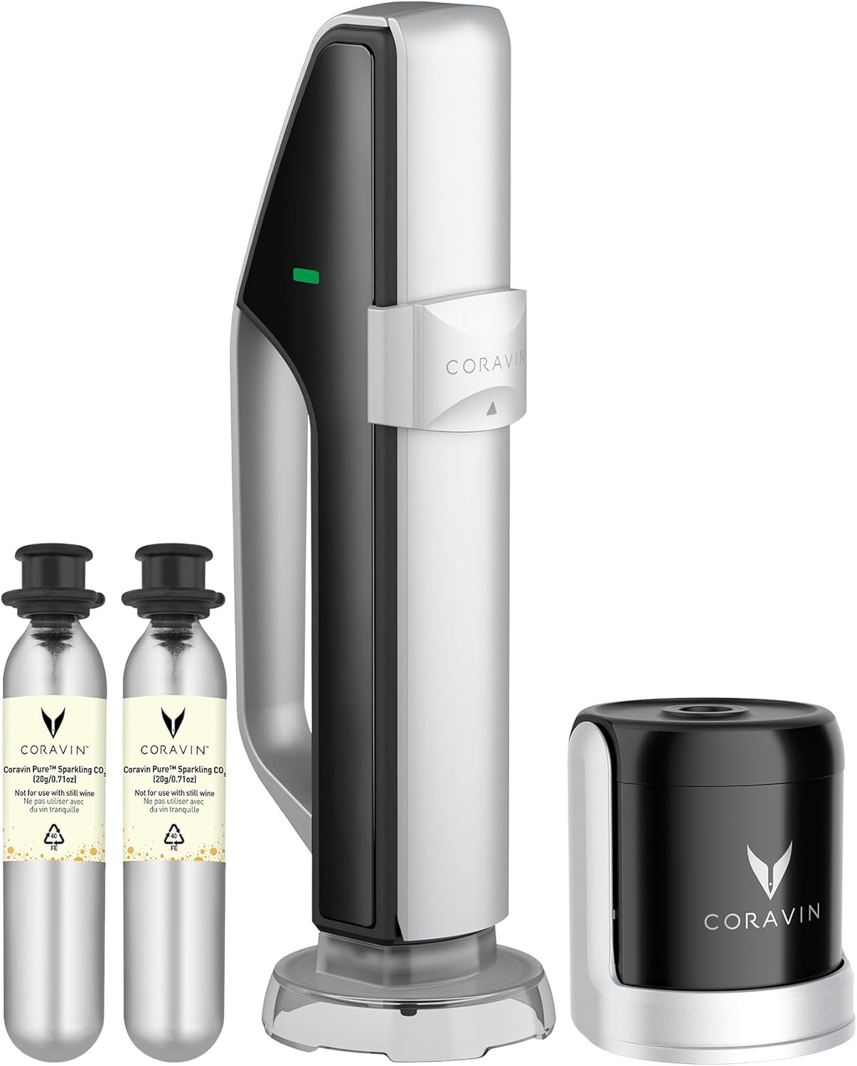 Sparkling Wine Preservation System - Preserve Wine for 4 Weeks - Wine Saver for Sparkling Wine - With Pure Sparkling CO2 Gas Capsules - For Champagne and Other Sparkling Wines