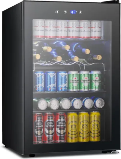 37 Bottle Wine Fridge,Freestanding 145 Can Beverage Refrigerator with Smart Temperature Control，4.5 CU FT Quiet Mini Fridge with Child Lock Panel for Family Restaurant Bar, Black Black 4.5 cu.ft