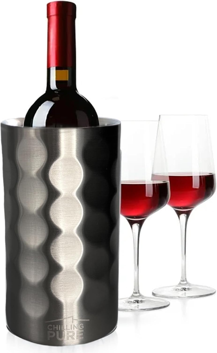 Vacuum Insulated Stainless Steel Wine & Champagne Bottle Cooler – Fits Most 750mL Bottles, Keeps Drinks Chilled for Hours (Silver)