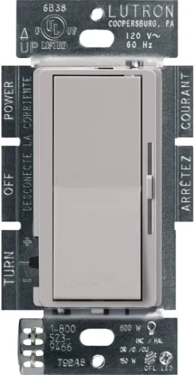 Diva LED+ Dimmer Light Switch for Dimmable LED, Halogen, and Incandescent Bulbs, 150 Watt, Single-Pole or 3-Way, DVCL-153P-GR, Gray Gray 1 Pack Diva Dimmer