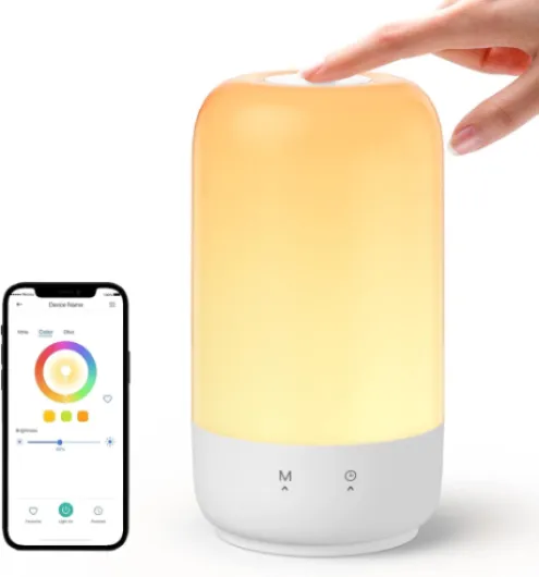 Smart Table Lamp for Bedroom, Bedside Lamp Support Apple Homekit and Alexa,Tunable White & Multi-Color, WiFi LED Nightstand Lamp,Touch Control, Voice and APP Control STYLE-450