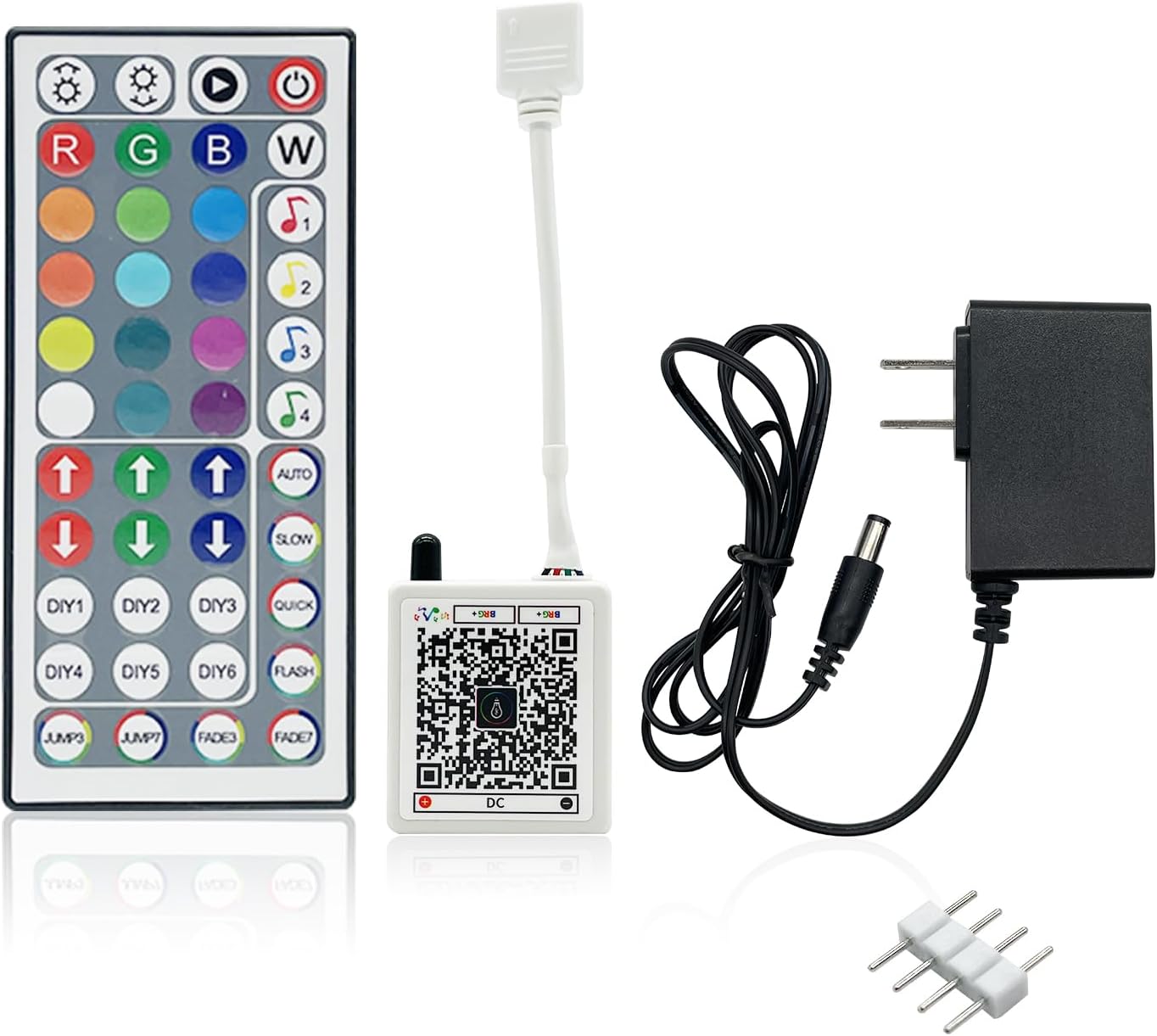 44 Key RGB LED Strip Lights IR Remote Control, Remote Receiver RGB LED Light Strip, 24V Power Adapter for LED Lights