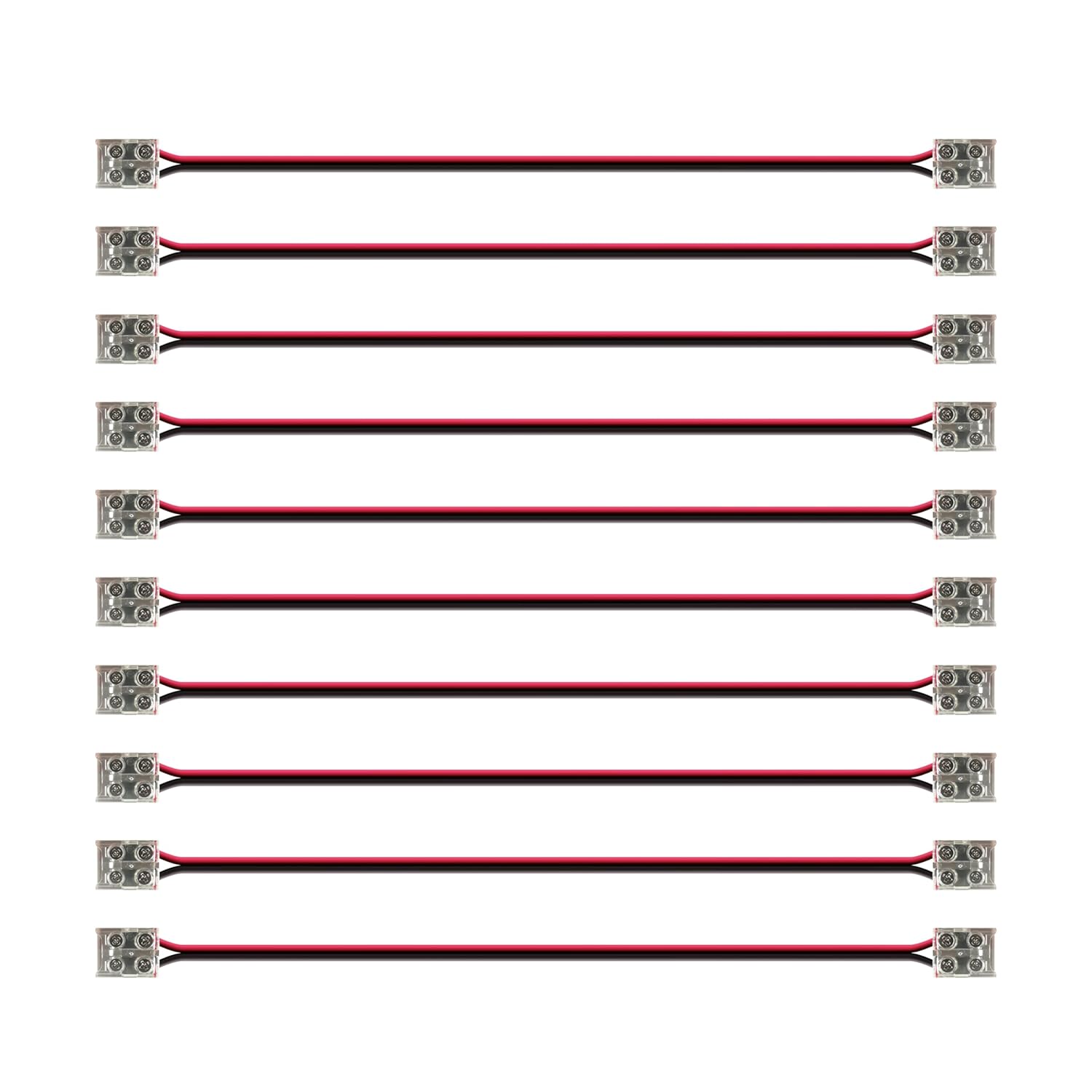 2-Pin Solderless Jumper Connectors for 10mm LED Strip Lights, with Pre-Installed 6'' 20AWG Wire and 3M VHB Adhesive, Extend 2 Strips After Cutting, for Quick, Secure Connection (Pack of 10) 10 Jumper Connector