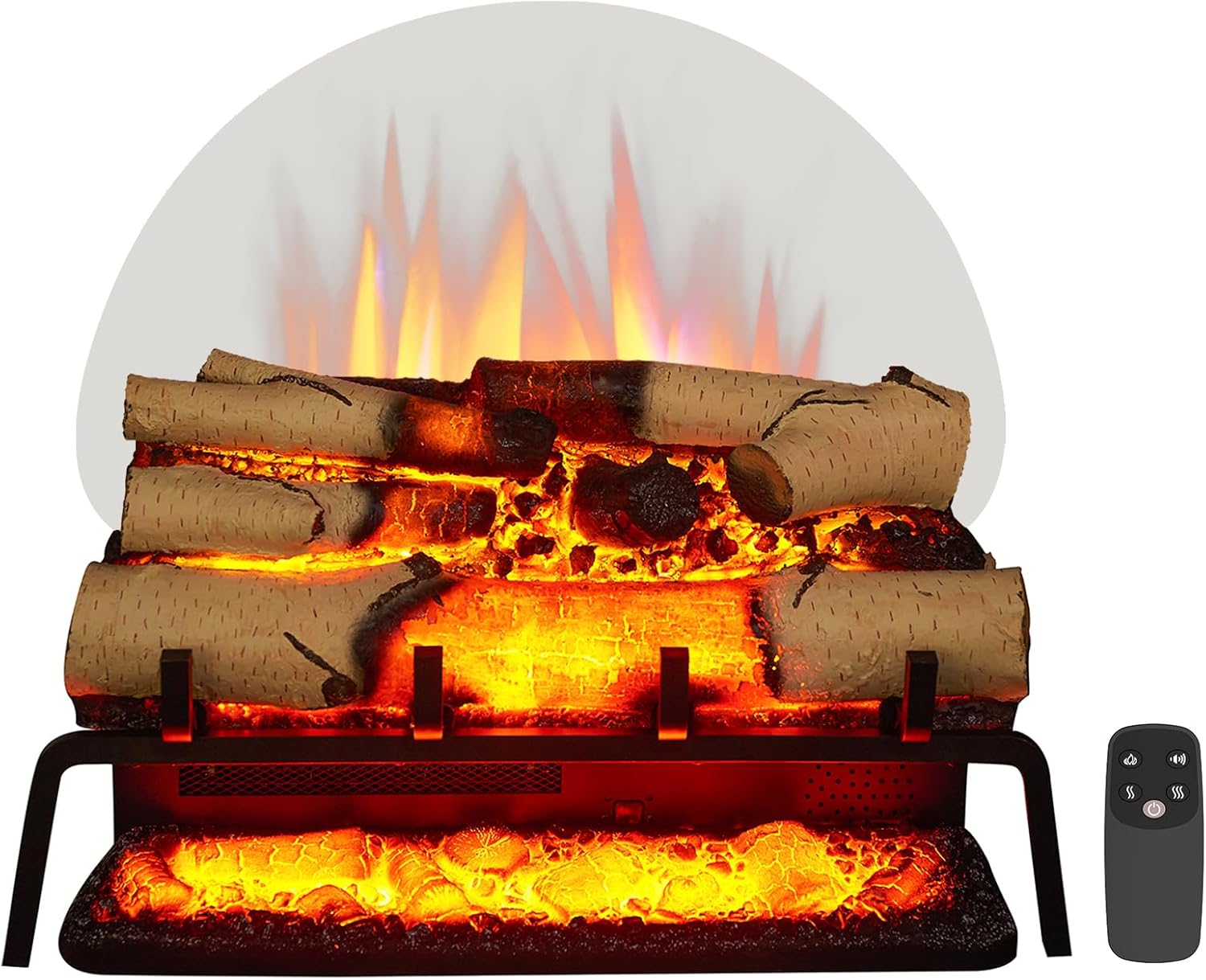 LegendFlame 23" W Free Standing Electric Fireplace White Birch Log Set (EF290A-WB), Fireplace Insert, Heater 750W/1500W, Crackling Sound, Remote Control Nora 23" White Birch