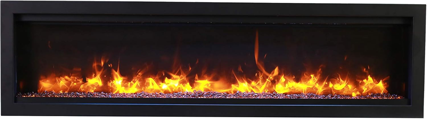 SYM-50-BESPOKE Symmetry Series Bespoke 50-Inch Built-in Electric Fireplace with Remote, Ember Media, Black Steel Surround