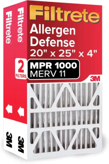 20x25x4 AC Furnace Air Filter, MPR 1000, MERV 11, Fits Honeywell & AprilAire Space-Gard, Allergen Defense, Electrostatic Air Cleaning Filter, 2-Pack (actual size 19.88 x 24.63 x 4.31)