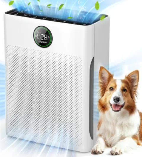Air Purifiers for Home Large Room up to 2200sq.ft, MOOKA Air purifier for Home Pets with Washable Filter, PM 2.5 Display Air Quality Sensor Air Cleaner for Bedroom, Dorm room, Pets, Office, PR1 White