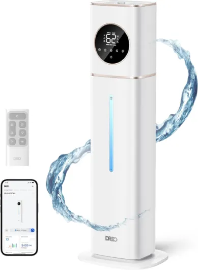 HM735S 11L Smart Humidifier Large Room 700 ft², 100H Cool Mist Air Humidifiers for Bedroom, Top-Fill Self-Cleaning Tank, 26dB, Auto Mode, Aroma Box, RGB Light, Remote & APP Control, Baby, White