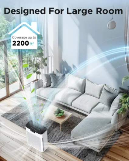 Air Purifiers for Home Large Room 2200 Ft² with Washable Filters, MOOKA HEPA Filter Pet Air Purifier for Bedroom with Fragrance, Air Cleaner for Smoke Dust Pollen Pets Hair Odor, KJ190L White