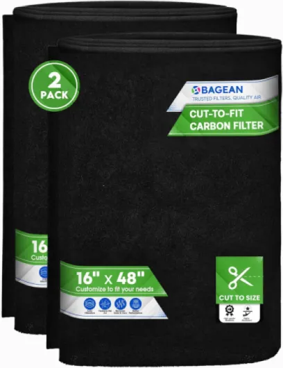 Cut to Fit Activated Carbon Filter Sheet 16” x 48” - Activated Carbon Air Filter for Air Purifiers Window AC Air Vent And More - Charcoal Filters Effectively Remove Odors & Freshens the Air (2-Pack)