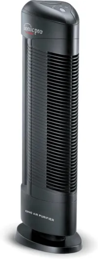 Turbo (TA550) Ionic Air Purifier Tower for Home, Quiet Ionic Filterless Design, Covers Up to 500 Sq - Ft., Removes Odors, Smoke, Dust, and Allergens – Black