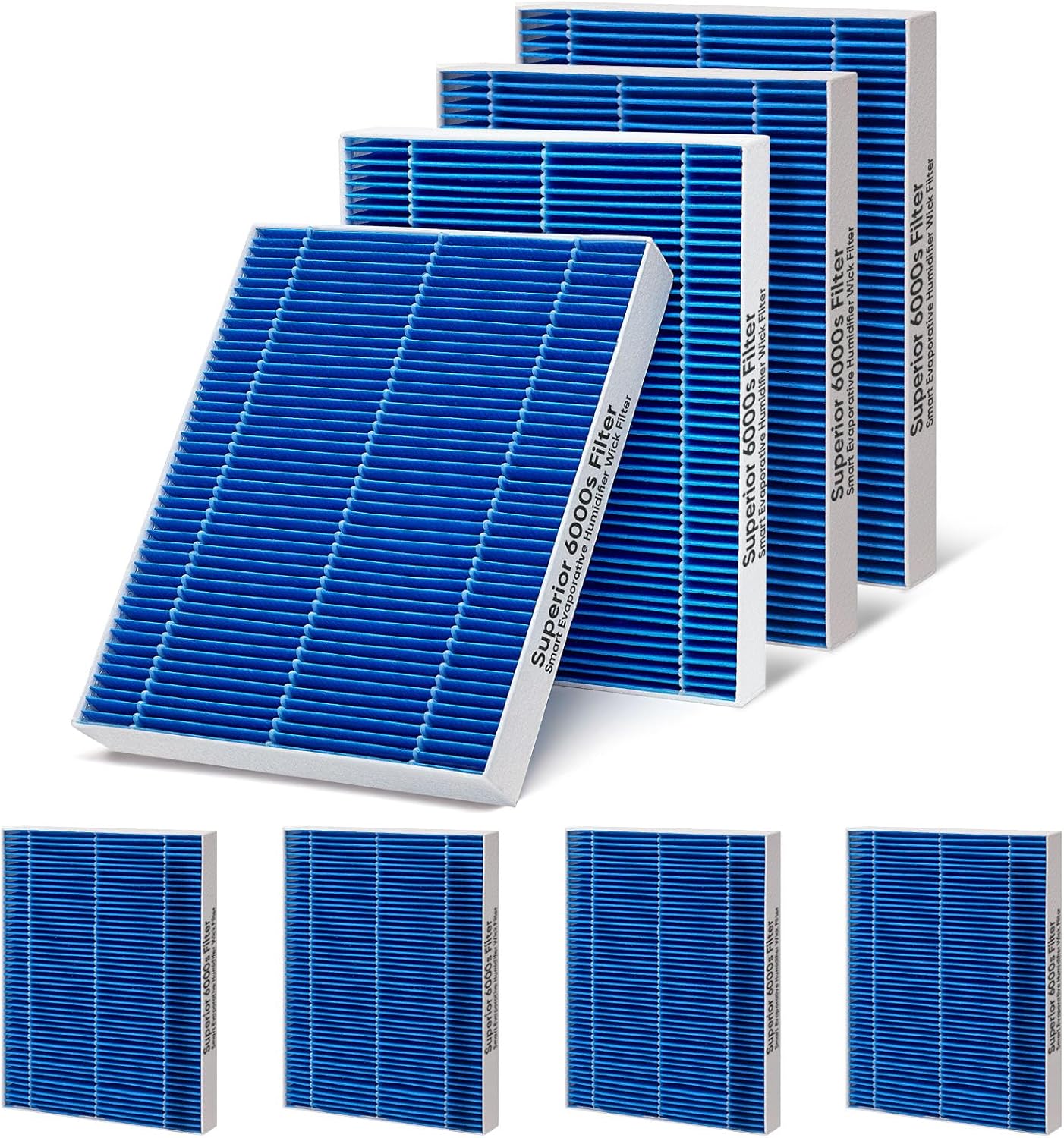 8 Pack 6000S Wick Filters Compatible with LEVOIT Superior 6000S Smart Evaporative Humidifier,Effectively Capture Large Particles and Minerals,Blue 8 Pack Blue
