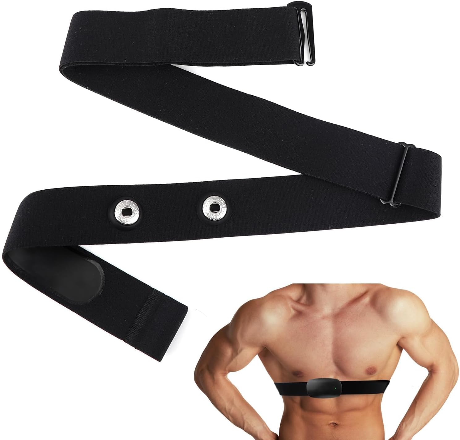 Heart Rate Monitor Chest Band for Polar H10 H9 H7, Adjustable Waterproof Replacement Chest Strap Compatible with Polar Garmin Black