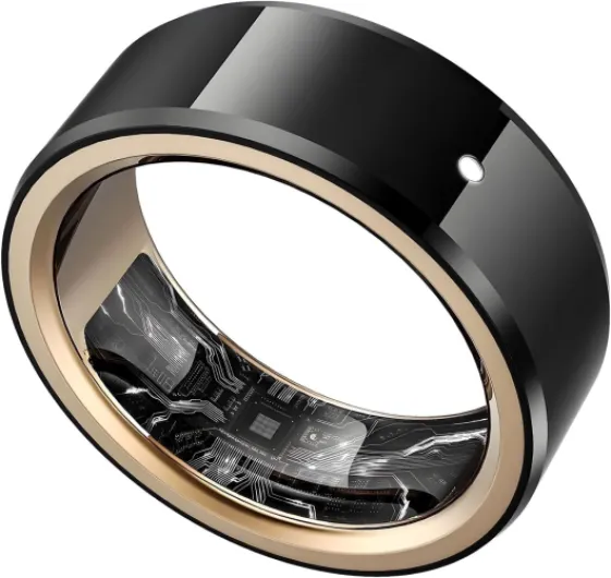 1-Sense Active Smart Ring for Fitness, Sleep, Heart Rate Tracker with Touch Control & 5ATM Waterproof, No APP Subscription, Luxury Ceramic Health Ring for Men&Women, Android & iOS Compatible Black 8