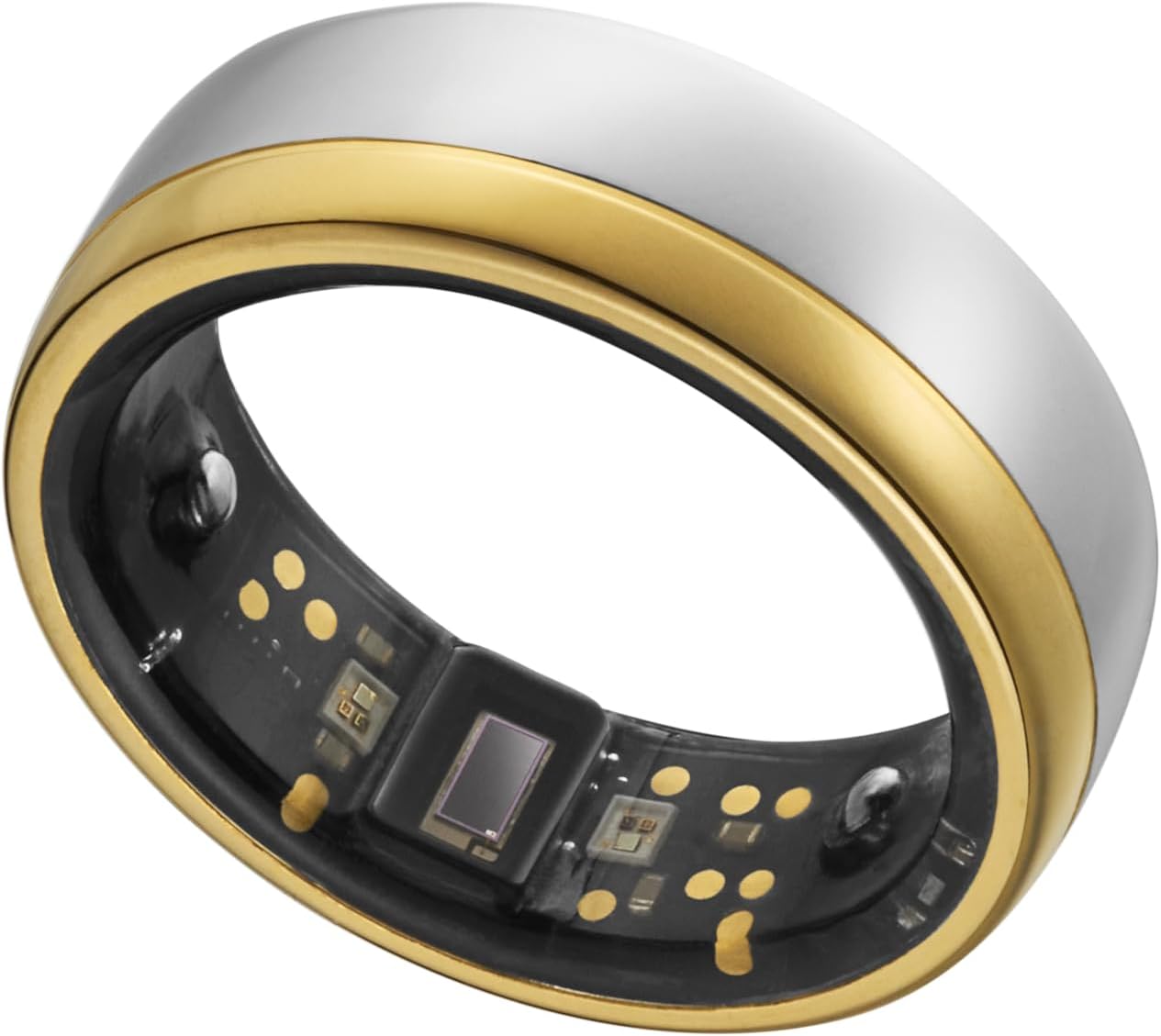 Ring: Advanced Health & Fitness Tracker with 10-Day Battery - 24/7 Heart Rate, Sleep, Stress, SpO2, Activity Tracking, Temp, Mindfulness, Workout, IP68 Waterproof, No Subscription, Men & Women - Goldsilver 7