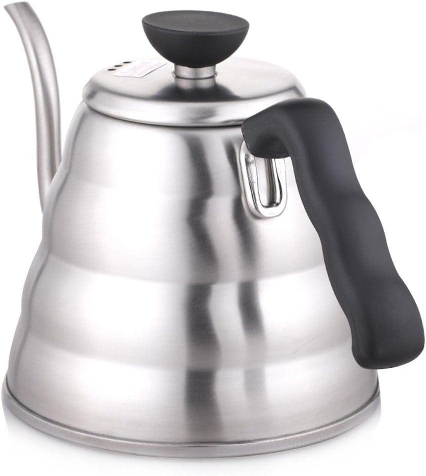 V60 "Buono" Gooseneck Drip Kettle, 1000ml, Silver 1.1 Quarts Stainless Steel, Silver