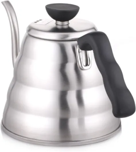 V60 "Buono" Gooseneck Drip Kettle, 1000ml, Silver 1.1 Quarts Stainless Steel, Silver
