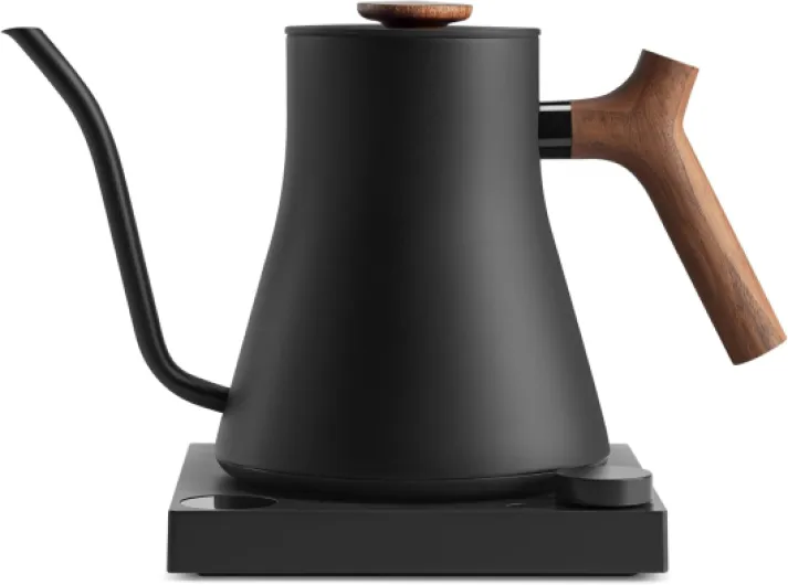 Stagg EKG Pro Electric Gooseneck Kettle - Pour-Over Coffee and Tea, Quick Heating, Precise Temperature Control, Scheduling, Built-in Brew Timer, Matte Black with Walnut Wood Handle, 0.9 Liter Matte Black with Walnut Handle + Lid Pull EKG Pro