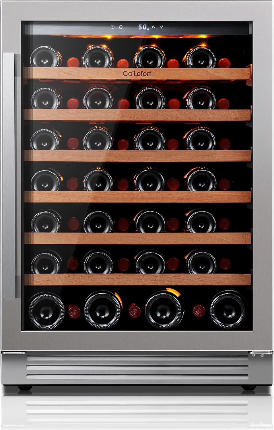 Ca'Lefort 24 Inch Wine Fridge, 54 Bottle Wine Cooler Refrigerator, 40-65°F Wine Refrigerator Glass Door, 3 LED Wine Fridge, Built-in or Freestanding Wine Fridge for Home/Bar/Kitchen (5.65 cu.ft) 24 Inch-Single Zone 54 Bottle(5.65 cu.ft)