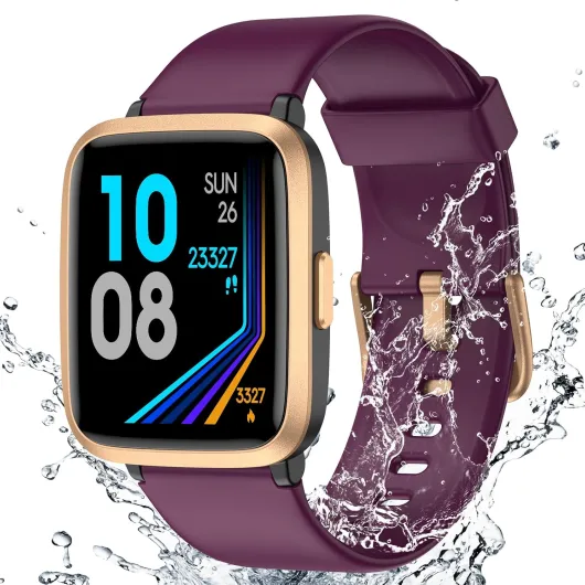 Fitness Tracker Watch with Heart Rate Monitor, Large Screen Activity Tracker with Pedometer, Sleep Monitor, Calories & Step Counter, 5ATM Waterproof Smart Watch for Women Men Fitness Watch for Sports Purple