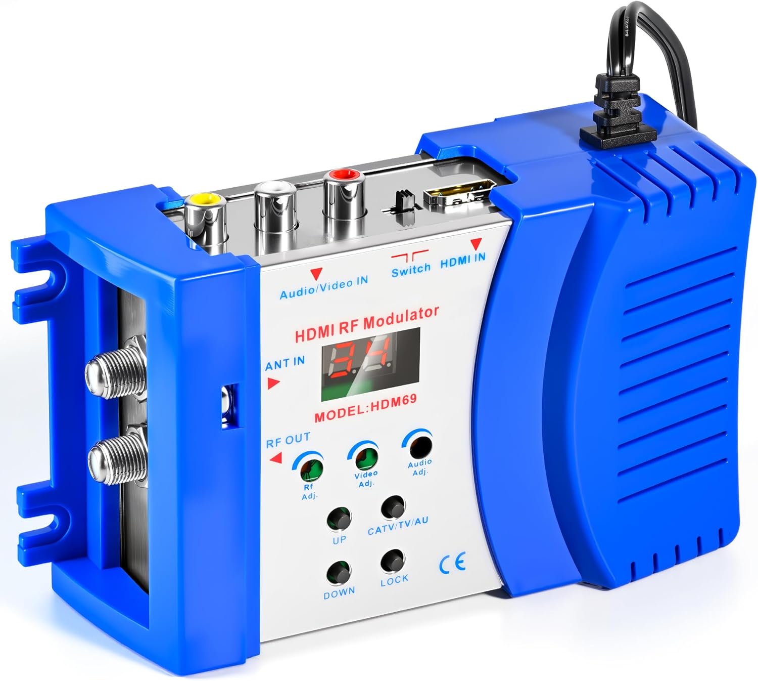 HDMI to RF Modulator, VHF UHF AV to RF Coaxial Converter, CVBS RCA HDMI to RF Modulator, for TV PAL NTSC Format, for Home TV Switch Audio Video, F Female Connectors