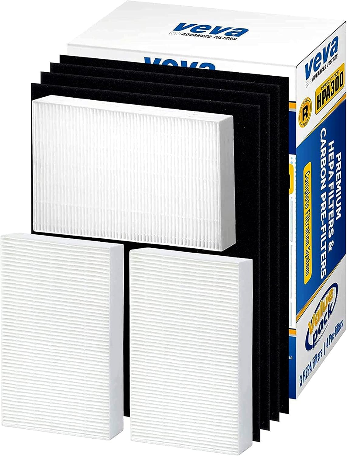HPA300 HEPA Filter Replacement Compatible with Honeywell Air Purifier - 3 Pack of HEPA Filters w/ 4 Precut Activated Carbon Pre-Filters & Replacement Filter R 3 HEPA / 4 Pre-Filters