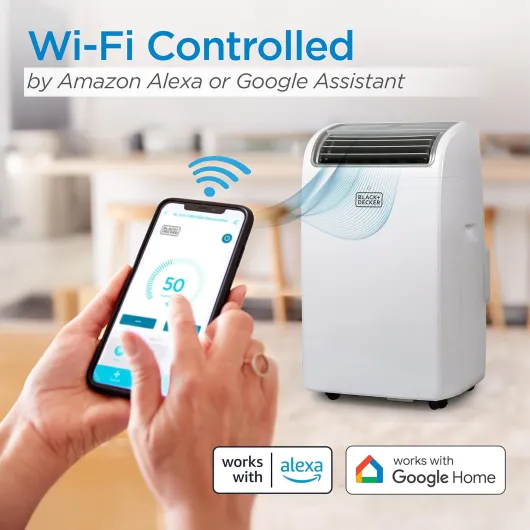 BLACK+DECKER Smart Portable Air Conditioner, 14,000 BTU (10,200 BTU SACC) for Rooms up to 700 Sq - Ft., Smart Portable AC with Follow Me Remote and Window Kit, BPACT14WT, White 1 Count (Pack of 1)