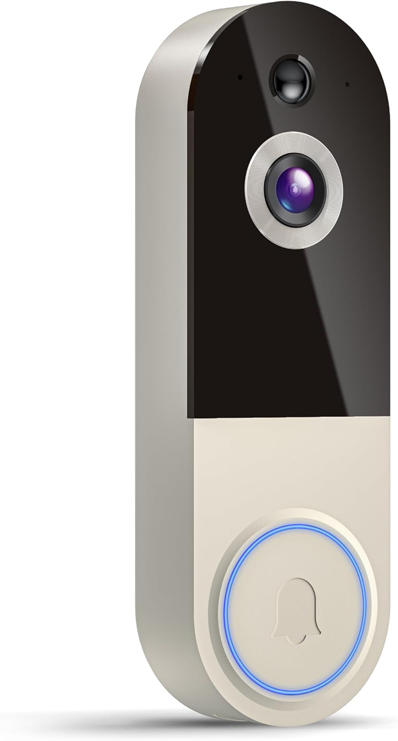 Wireless Video Doorbell Camera, Smart Outdoor Surveillance Cam, Live View, Cloud Storage, AI Human Detection, Instant Alert, Night Vision, Two Way Audio, 2.4G WiFi Only