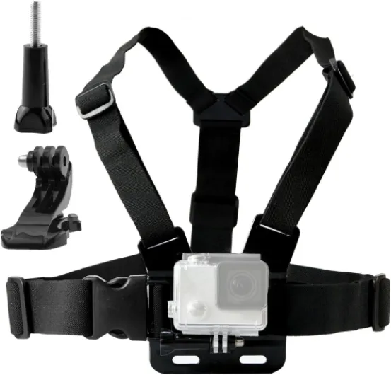 Chest Harness Mount Adjustable Chest Strap Belt with J Hook Compatible with Gopro Hero 13 12 11 10 9 8/AKASO EK7000 Brave 4 7/Vemont/WOLFANG/Surfola/Icefox Action Camera Accessories