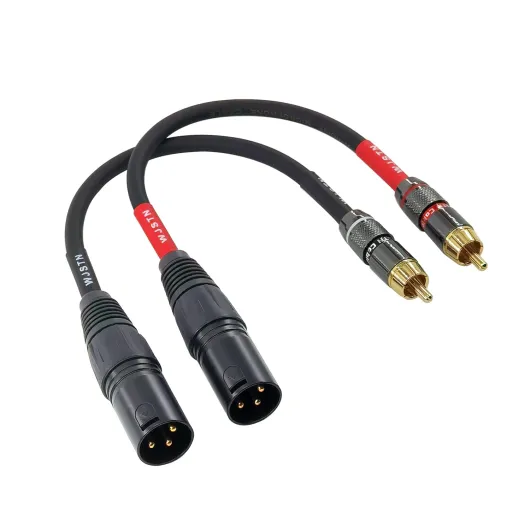 RCA to XLR Cable, XLR Male to RCA Male Audio Adapter Cable, 4N OFC 20AWG Shielded Twisted Pair Oxygen-Free Copper Braid Conductors, 2Pack (8 inches)