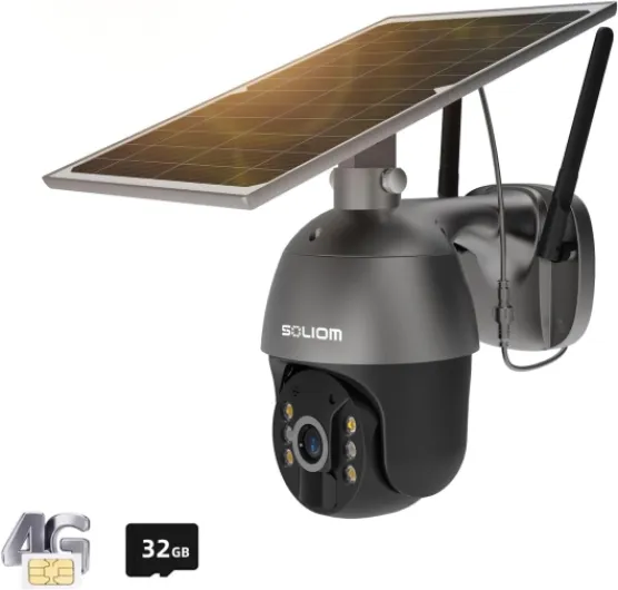 S600 3G/4G LTE Solar Powered Cellular Security Camera Wireless Outdoor, Pan Tilt 360°View Spotlight, 1080p Night Vision, 2 Way Talk, PIR Motion Sensor, No WiFi, US Version, Unlimited Data Plan Grey