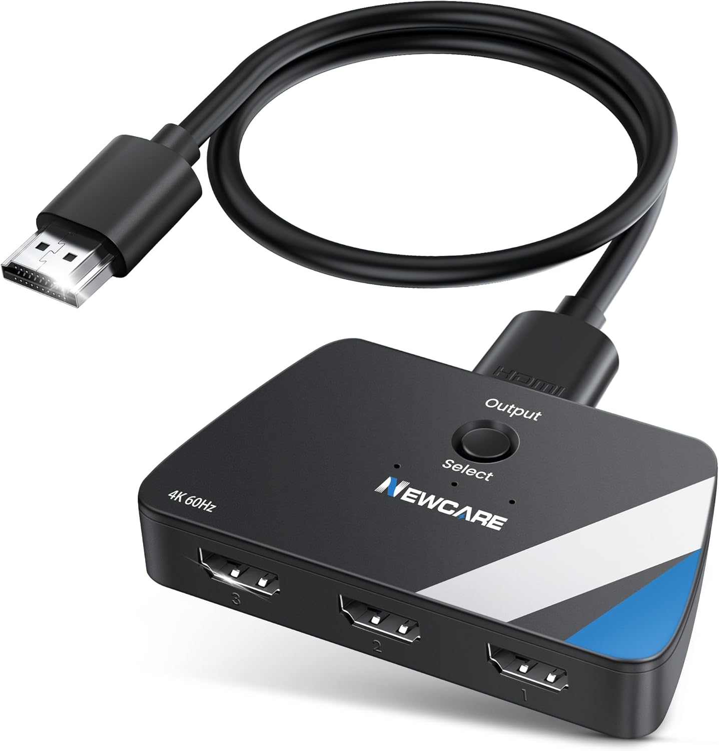 [Upgrade] HDMI Switch 3 in 1 Out, 4K@60Hz HDMI 2.0 Switch Splitter with 2.6FT Long HDMI Cable, 3-Port HDMI Switcher Selector, Supports 4K 30Hz 3D 1080P HDCP2.2 for PS5 Xbox DVD Player Fire Stick PC 4K@60Hz HDMI Switch Black