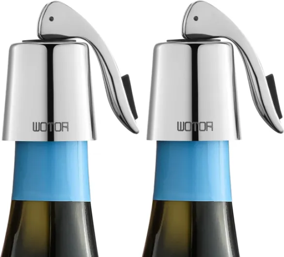 Stainless Steel Wine Bottle Stoppers with Silicone - Reusable Wine Saver and Decorative Bottle Sealer, Leakproof, Keep Fresh, Silver, 2 Pack Silver-2