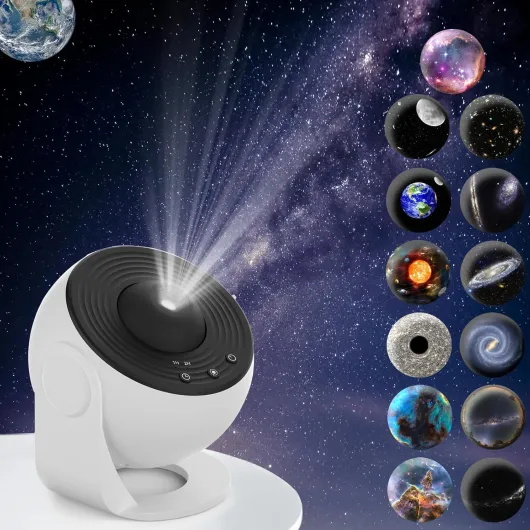 Galaxy Projector, 13 in 1 Planetarium Star Projector Realistic Starry Sky Night Light with Solar System Constellation Moon for Kids Adults Bedroom Ceiling Home Theater Living Room Decor White