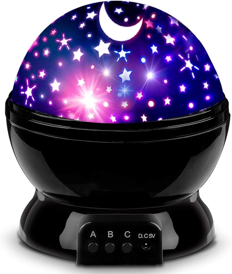Star Projector Night Lights for Kids, Birthday Gifts for 1-4-6-14 Year Old Girl Boy Kids Bedroom, Glow in The Dark Stars Moon for Child Asleep Peacefully Black