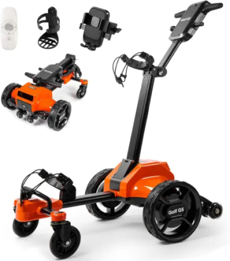 G5 Electric Golf Cart,Electric Golf Push cart Auto-Follow You,36 Hole Battery,All-Terrain Anti-Tipping,Electric Golf Push cart with Remote(APP/Manual Control), Foldable,Black+Orange Black + Orange