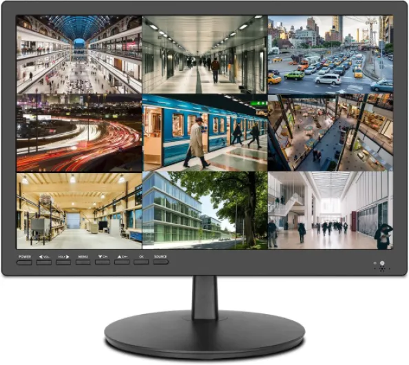 17inch Security Monitor,Wall-Mounted Monitors Supports USB/Full Format Video Playback,CCTV Monitors with AV/HDMI Input/VGA/Headphone Output,Built-in Speaker, Remote Control