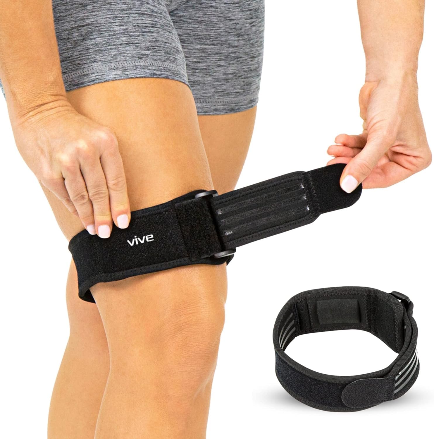 IT Band Strap - Iliotibial Band Compression Wrap - Outside of Knee Pain, Hip, Thigh & ITB Syndrome Support - Neoprene Brace for Running and Exercise - Athletic Stabilizer for Men, Women Single Black