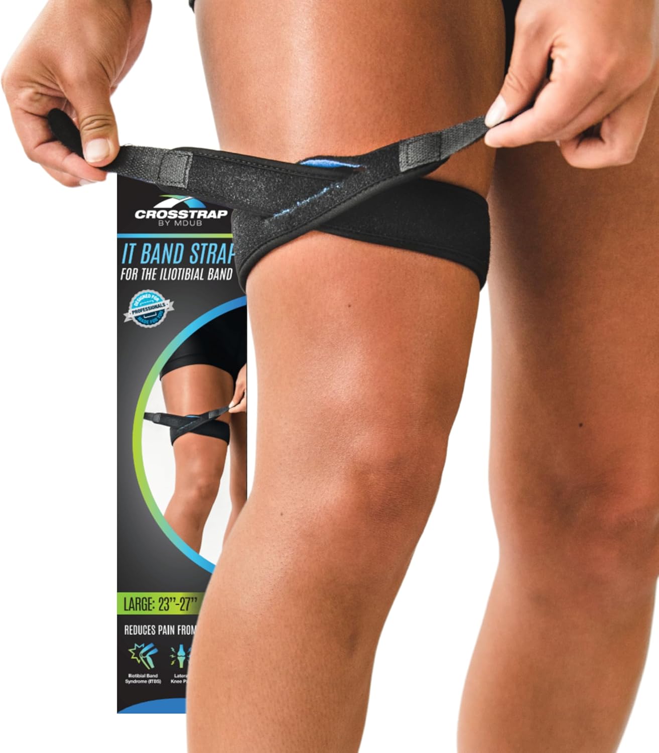 IT Band Strap - Thigh Compression Wrap, Iliotibial Band Syndrome Brace, Thigh Compression Sleeve for Men & Women, Hamstring Brace, Support & Stabilize Knee, Comfort Bracing Large