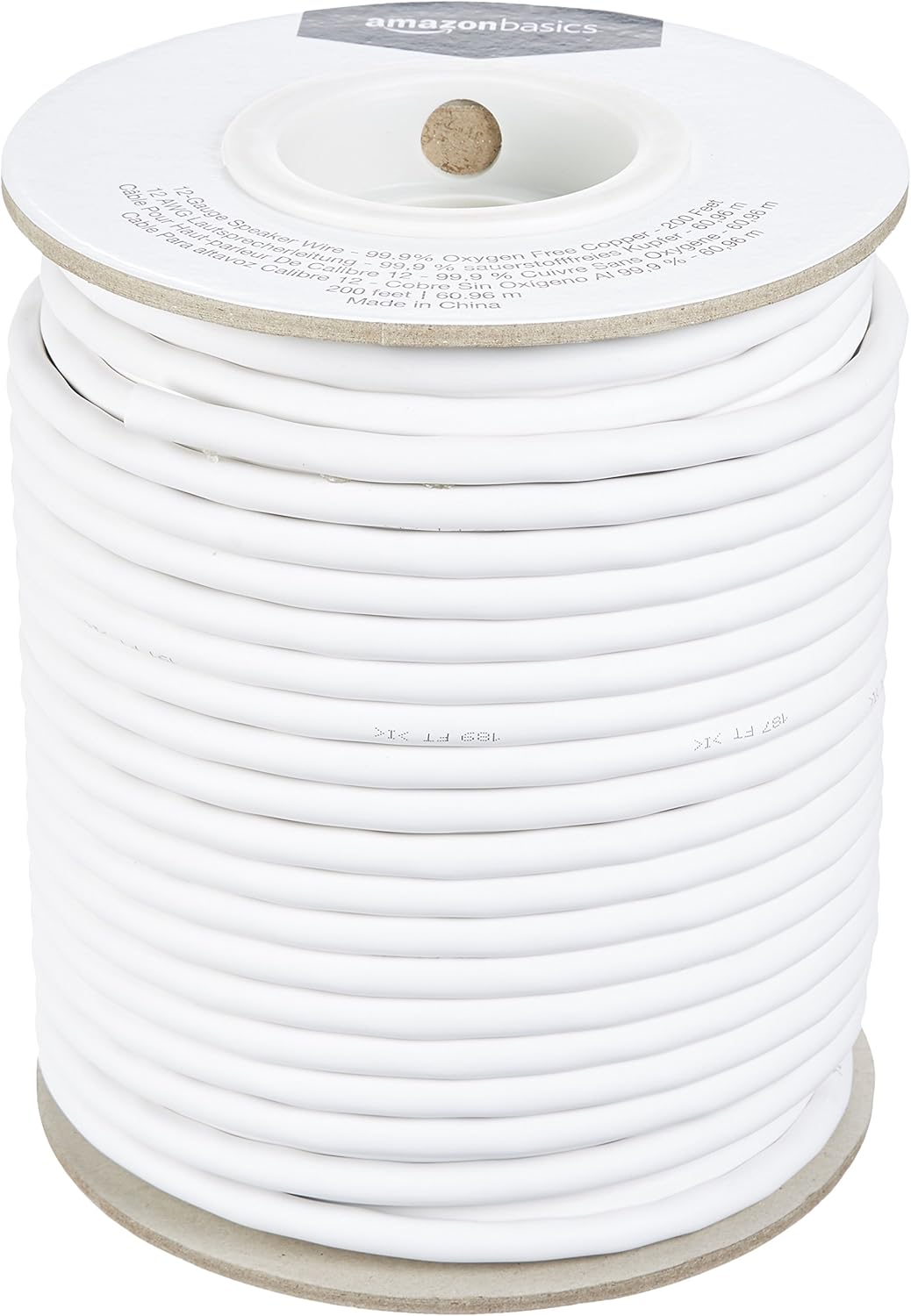 12-gauge Audio Speaker Wire Cable - 99.9% Oxygen Free Copper, 200-foot, White 200-Foot 12-Gauge