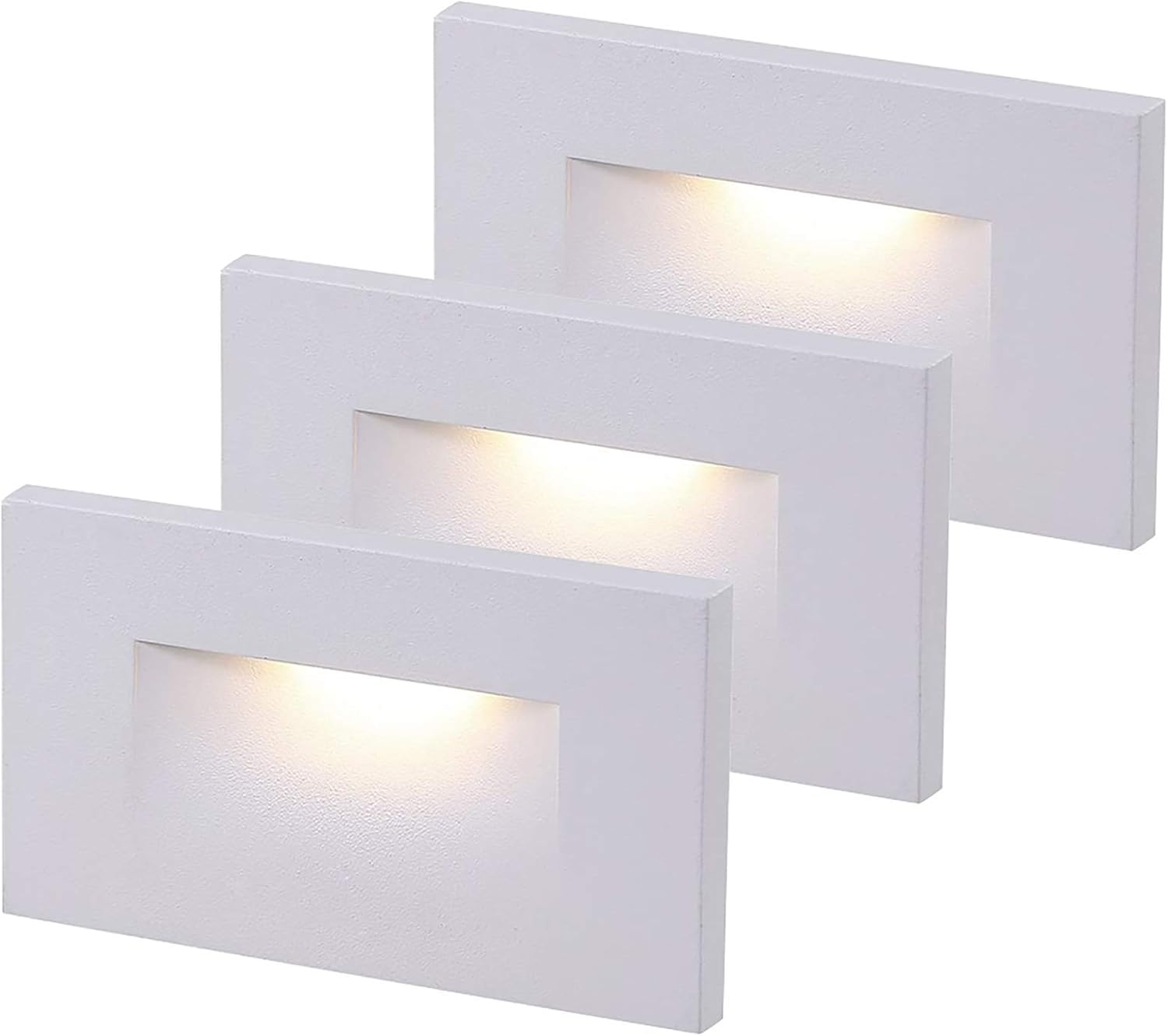 120V Dimmable LED Indoor Outdoor Step Light,3-Pack,3000K Warm White,Stair Light,White Finish White 3000K