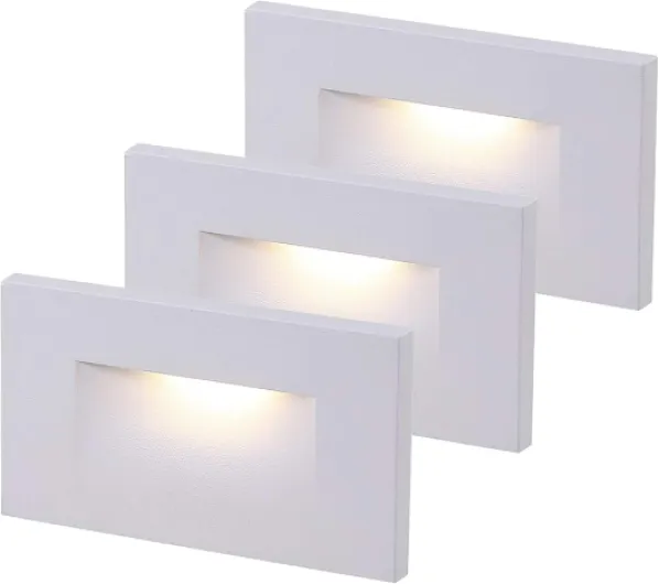 120V Dimmable LED Indoor Outdoor Step Light,3-Pack,3000K Warm White,Stair Light,White Finish White 3000K