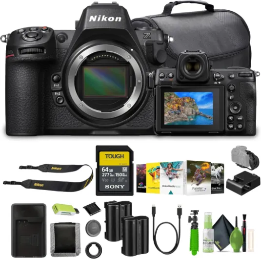 Z8 Professional Full Frame Mirrorless 8K Video & Stills Hybrid FX Camera + EN-EL15C Battery + 64GB SF-M Tough Series Memory Card+ Photo Editing Software + More